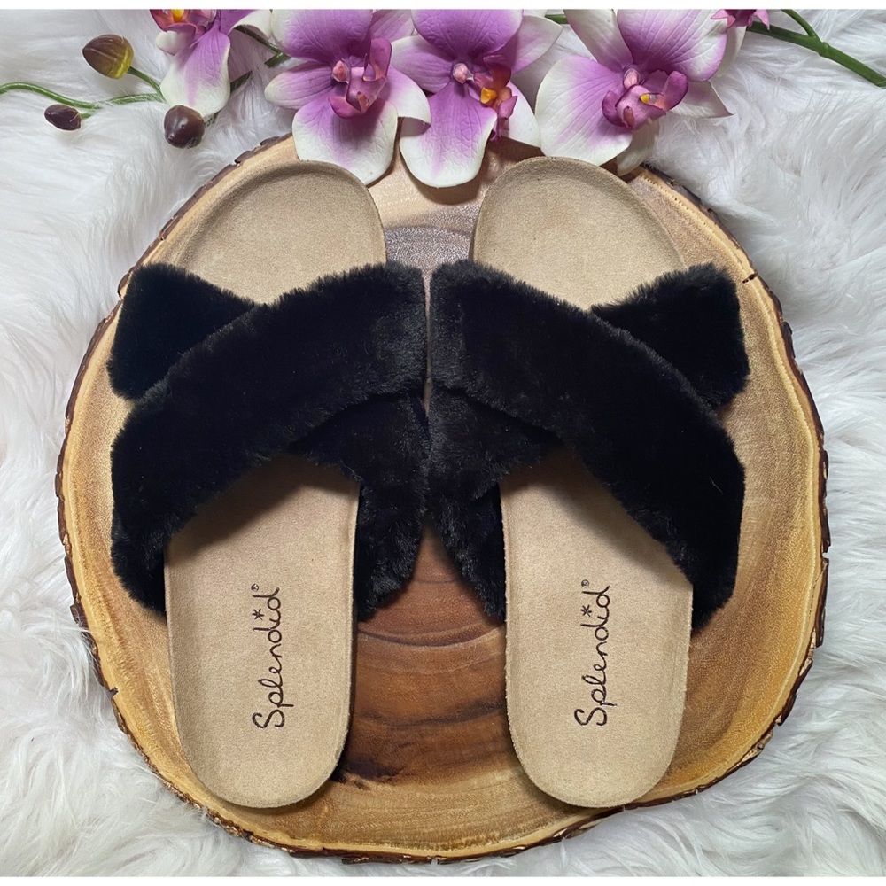 NWOT Splendid Roxanne Faux Fur Slide Sandals